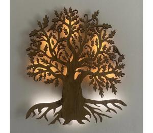 Li-Go 23673/DUB2 - LED nástenná dekorácia, 10W/5V, 20000 mAh, 45x55 cm, dub + diaľkové ovládanie 23673/DUB2