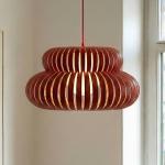 Lucande závesné svietidlo Slice, červené, kov, Ø 48 cm