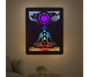 Li-Go 4421/A/4 - LED nástenná dekorácia LED/10W/5V 30000 mAh 70x90 cm dub/čakry 4421/A/4