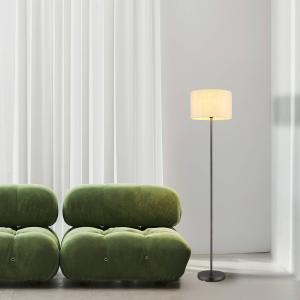 Stojacia lampa Thea, krémová/matná čierna, ľan, výška 160 cm