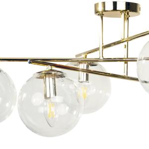 Stropné svietidlo Zoe, zlatá farba, dĺžka 72 cm, 6-pl., sklo