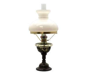 Floriánova huť Petrolejová lampa RŮŽENA 50 cm lesná zelená zdobená cínom 211-2106-1502-12-01-000