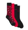 HUGO - ponožky 4PACK modern red & black / logo HUGO v darčekovom balení