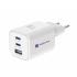 EKO NABÍJAČKA 65W 3-portová GaN (2x USB-C 65W + 1x USB-A 30W QC4.0+) Biela