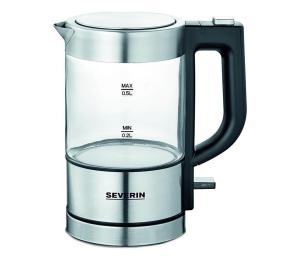 Severin WK 3472 - Rýchlovarná kanvica 0,5 l 1100 W/230 V nerez/sklo WK 3472