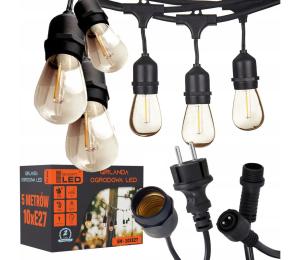 SmartLED LED vonkajšia dekoratívna svetelná reťaz 10xE27/1W/230V 6,44 m IP44 čierna 4531