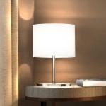 Stolová lampa Modena, biela/nikel, chintz, výška 27 cm, E14