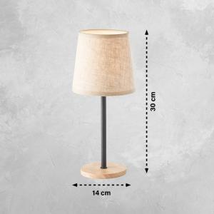 Stolová lampa Rimini, piesková/čierna/dub, textil Výška 30 cm E14