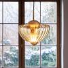 Závesné svietidlo Lotus, jantárová, Ø 25 cm, sklo, ručne fúkaná