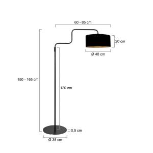 Stojacia lampa Bloeba, čierno-zlatá, výška 165 cm, chintz