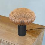 Stolová lampa Bloeba, Ø 30 cm čierna/jantárová, sklo