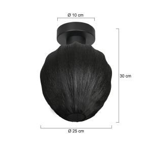 Stropné svietidlo Bloeba, čierna, Ø 25 cm, ľan/kov