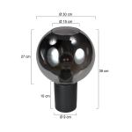 Stolová lampa Bloeba, čierna/dymovo sivá, Ø 30 cm, sklenená guľa