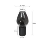 Stolová lampa Bloeba, čierna/dymovo sivá, Ø 15 cm, sklenená kvapka