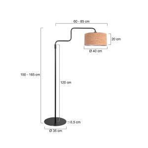 Stojacia lampa Bloeba, čierna/hnedá, výška 165 cm, korok