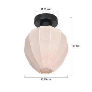 Stropné svietidlo Bloeba, biele/čierne, Ø 25 cm, ľan/kov