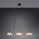 Závesné svietidlo Eluna, jantárová/čierna, 100 cm, sklo/kov, 3-pl.