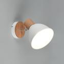 Stropné svietidlo Delume, biele, Ø 15 cm, 1-pl., kov/drevo