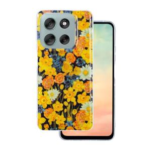 Puzdro Glow Motorola Moto G86, vzor kvety - oranžové