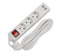 Predlžovací kábel s vypínačom 3Z+2xUSB-A+1xUSB-C 3m SCHUKO biela FL3G3WUSB