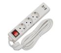 Predlžovací kábel s vypínačom 3Z+2xUSB-A+1xUSB-C 3m SCHUKO biela FL3G3WUSB