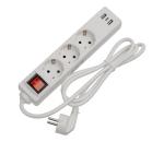 Predlžovací kábel s vypínačom 3Z+2xUSB-A+1xUSB-C 1,5m SCHUKO biela FL3G15WUSB