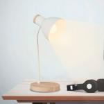 Stolová lampa Prep, biela, kov, drevo, E14