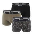 BOSS - boxerky 3PACK cotton stretch power design modern forest & B logo