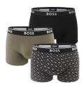 BOSS - boxerky 3PACK cotton stretch power design modern forest & B logo