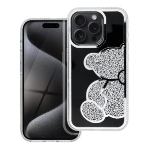 Puzdro Teddy Bear iPhone 16e/17e - strieborné
