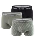 HUGO - boxerky 3PACK cotton stretch olive & black tones / palm