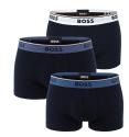 BOSS - pánske boxerky 3-pack Power cotton stretch black / modern blue waist