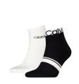 CALVIN KLEIN - pánske ponožky 2PACK Logo stripe quarter čierne