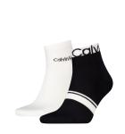 CALVIN KLEIN - pánske ponožky 2PACK Logo stripe quarter čierne