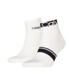 CALVIN KLEIN - pánske ponožky 2PACK Logo stripe quarter biele