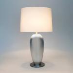 Stolová lampa LAMBDA OVAL, strieborná/ecru, výška 77 cm, keramika, E27
