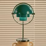 Gubi Akumulátorová stolová lampa Multi-Lite, chróm/modrozelená, 30 cm