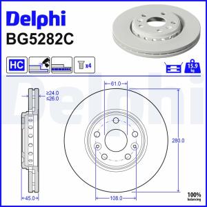 DELPHI Brzdový kotúč BG5282C