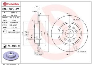 BREMBO Brzdový kotúč 09.C929.21