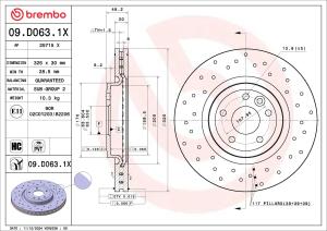 BREMBO Brzdový kotúč 09.D063.1X