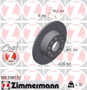 ZIMMERMANN Brzdový kotúč 100.3381.52
