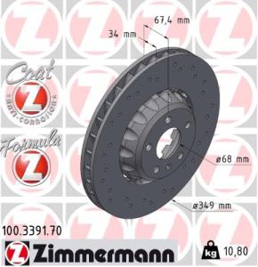 ZIMMERMANN Brzdový kotúč 100.3391.70