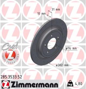 ZIMMERMANN Brzdový kotúč 285.3533.52