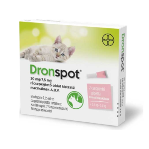 DRONSPOT 30 mg/7,5 mg spot-on pre malé mačky 2 x 0,35 ml