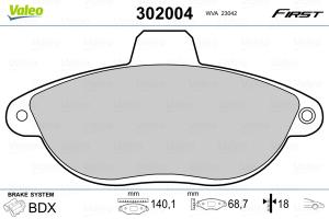 VALEO Sada brzdových platničiek kotúčovej brzdy 302004