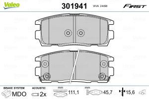 VALEO Sada brzdových platničiek kotúčovej brzdy 301941