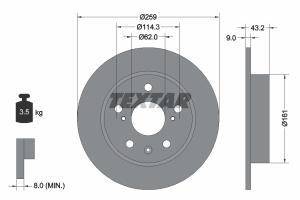 TEXTAR Brzdový kotúč 92268403
