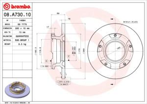 BREMBO Brzdový kotúč 08A73010