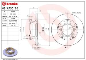 BREMBO Brzdový kotúč 08A73020