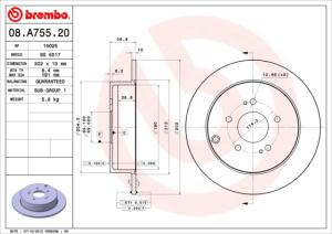 BREMBO Brzdový kotúč 08A75520